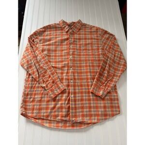 Nautica‎ Men's Plaid Button Up Shirt XL Cotton Orange Green